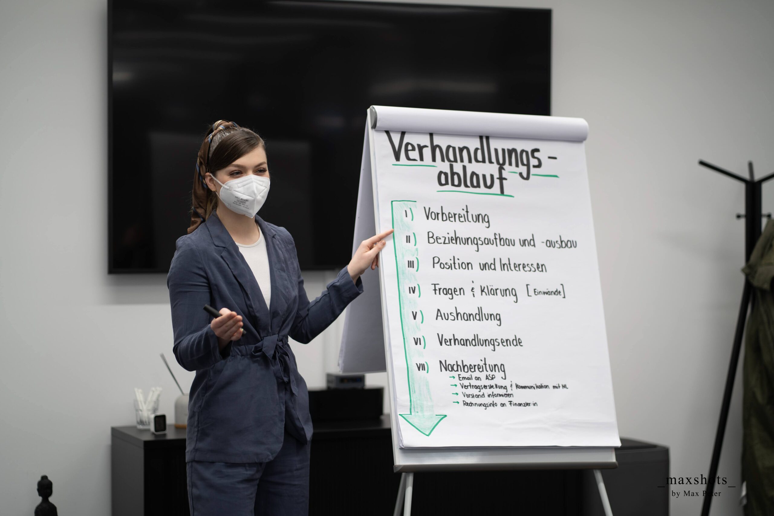 Workshop-Situation auf einem Kongress. Die Referentin steht vorne und erklärt ßber Gestik was erlernt werden soll.